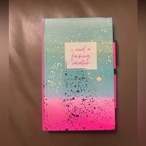 Pink🩷 and Blue 💙Gold 💛Splatter Notebook with funny 😅 quote!Comes with pen 🖊️